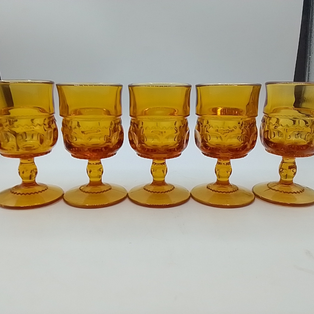 Set of Amber Glass Goblets